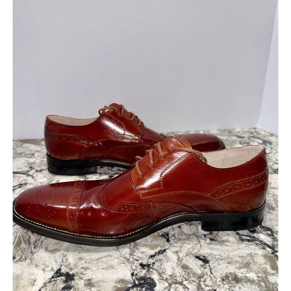 Giovanni Brogue Mens Dress Shoes Lace-Up Wingtip HAND MADE Genuine Leather Sz 9 main image 11